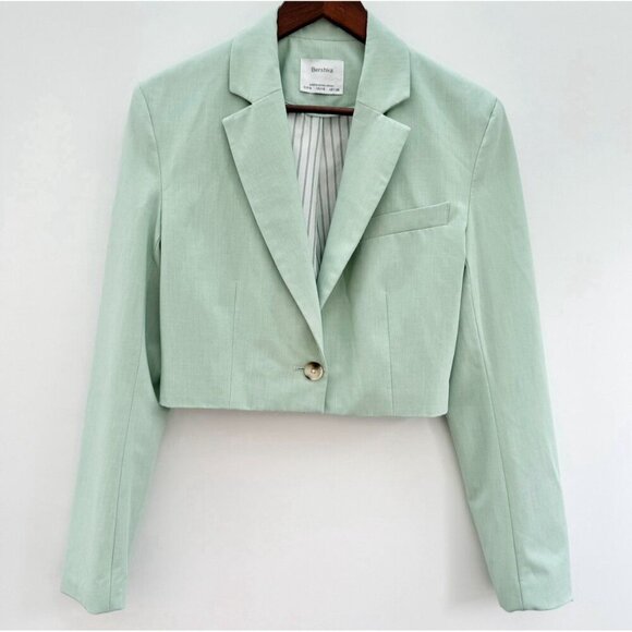 Bershka Blazer Sage Green Classy Cropped Size Small - Picture 5 of 16